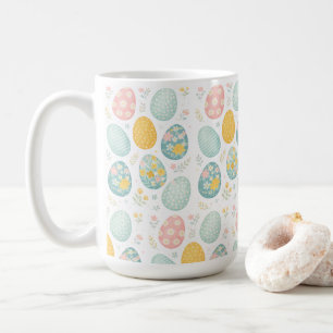 Pastel Easter Eggs Floral Pattern - Cute Spring  Coffee Mug