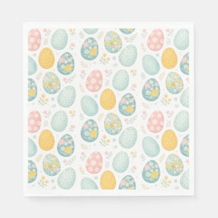 Pastel Easter Eggs Floral Pattern - Cute Spring Napkin