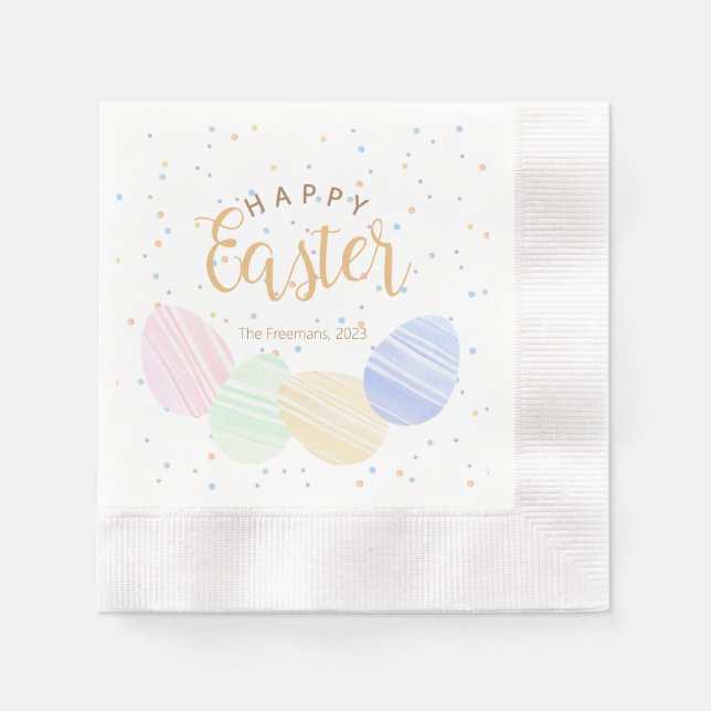 Pastel Easter Eggs Personalised Napkins  (Front)