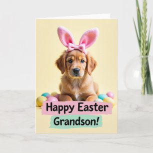 Pastel Easter Pup Grandson Card