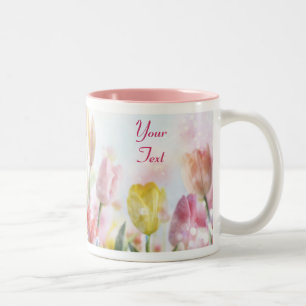 Pastel Easter Tulips Two-Tone Coffee Mug