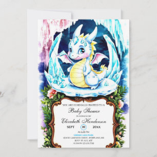 Pastel Editable Dragon Baby Shower Invitation