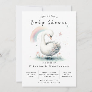 Pastel Editable Swan Baby Shower Invitation