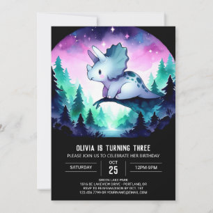 Pastel Editable Triceratops Birthday Invitation