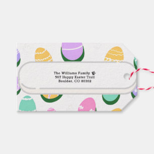 Pastel Eggs & Bunny Footprints Playful Easter Gift Tags