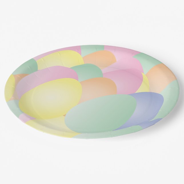 Pastel eggs Easter celebration paper plates (Angled)