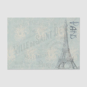 Pastel Eiffel Tower Paris and Script Tissue Paper