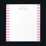 Pastel Elegant Classic Script Great Ideas Feminine Notepad<br><div class="desc">Personalized classic elegant girly pastel aesthetic notepad for her. With a saying "Great ideas of". Classic pink-colored stripes pattern on a white,  trendy useful notepad.</div>