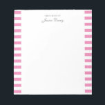 Pastel Elegant Classic Script Great Ideas Feminine Notepad<br><div class="desc">Personalized classic elegant girly pastel aesthetic notepad for her. With a saying "Great ideas of". Classic pink-colored stripes pattern on a white, trendy useful notepad.</div>