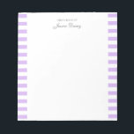 Pastel Elegant Classic Script Great Ideas Feminine Notepad<br><div class="desc">Personalised classic elegant girly pastel aesthetic notepad for her. With a saying "Great ideas of". Classic pastel lilac lavender purple-coloured stripes pattern on a white,  trendy useful notepad.</div>