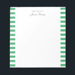 Pastel Elegant Classic Script Great Ideas Feminine Notepad<br><div class="desc">Personalised classic elegant girly pastel aesthetic notepad for her. With a saying "Great ideas of". Classic green-coloured stripes pattern on a white,  trendy useful notepad.</div>