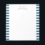 Pastel Elegant Classic Script Great Ideas Homme Notepad<br><div class="desc">Personalised classic elegant girly pastel aesthetic notepad for him or her. With a saying "Great ideas of". Classicnavy blue-coloured stripes pattern on a white, trendy useful notepad.</div>