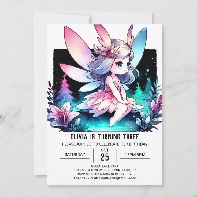 Pastel Elegant Fairy Birthday Invitation (Front)