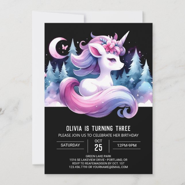 Pastel Elegant Horse Birthday  Invitation (Front)