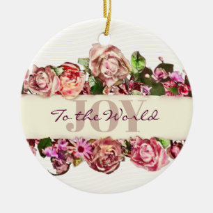 Pastel Elegant Vintage Blush Victorian Rose Custom Ceramic Tree Decoration