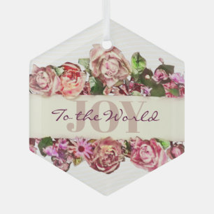 Pastel Elegant Vintage Blush Victorian Rose Custom Glass Tree Decoration