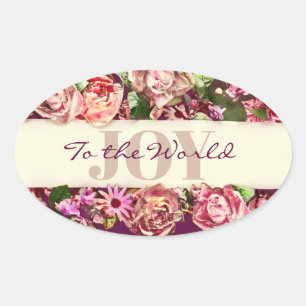 Pastel Elegant Vintage Blush Victorian Rose Custom Oval Sticker