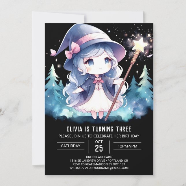 Pastel Elegant Wizard Birthday Invitation (Front)