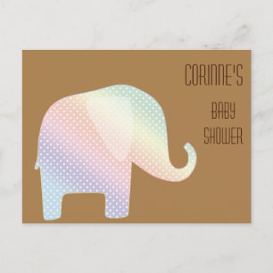 pastel elephant invitation postcard