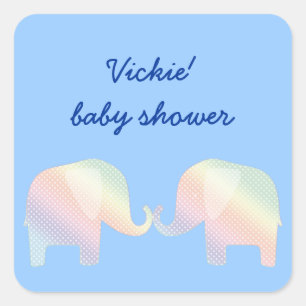 pastel elephants square sticker