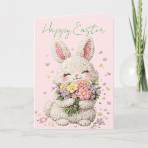 Pastel Embroidered Bunny Easter personalised Card