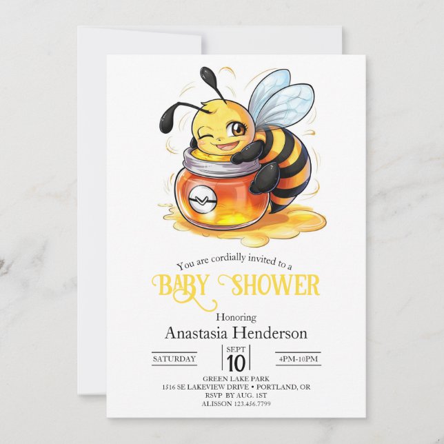 Pastel Enchanted Bee Baby Shower Invitation (Front)