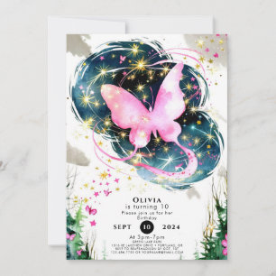 Pastel Enchanted Butterfly Birthday Invitation