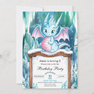 Pastel Enchanted Dragon Birthday Invitation