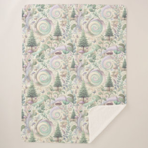 Pastel Enchanted Forest: A Cottagecore Fantasy Sherpa Blanket