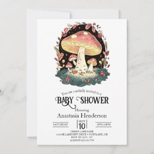 Pastel Enchanted Mushroom Baby Shower Invitation