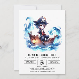 Pastel Enchanted Pirate Birthday Invitation