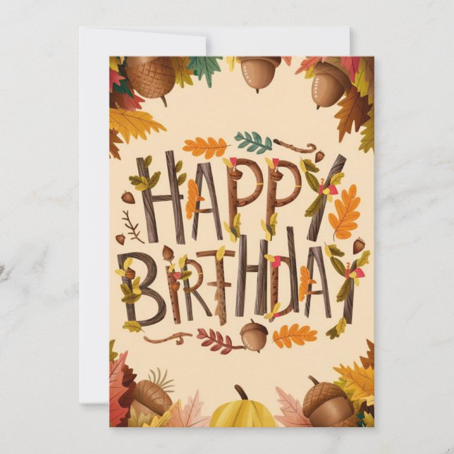 Pastel Enchanted Warm Autumn Fall Happy Birthday Card (Front)