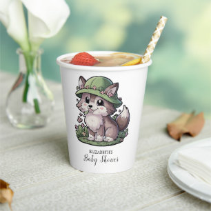 Pastel Enchanted Wolf Baby Shower Paper Cups