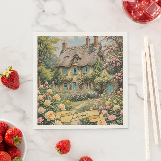 Pastel English Cottage in the Countryside Napkin (Insitu)