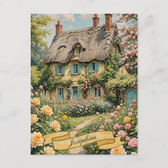 Pastel English Cottage in the Countryside Postcard (Front)