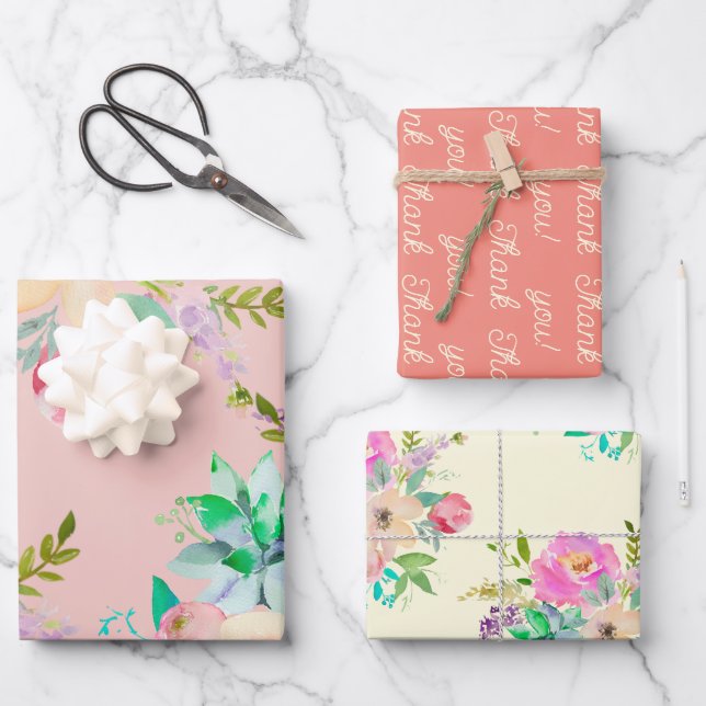 Pastel English Garden Bridal Shower Wrapping Paper Sheet (Front)