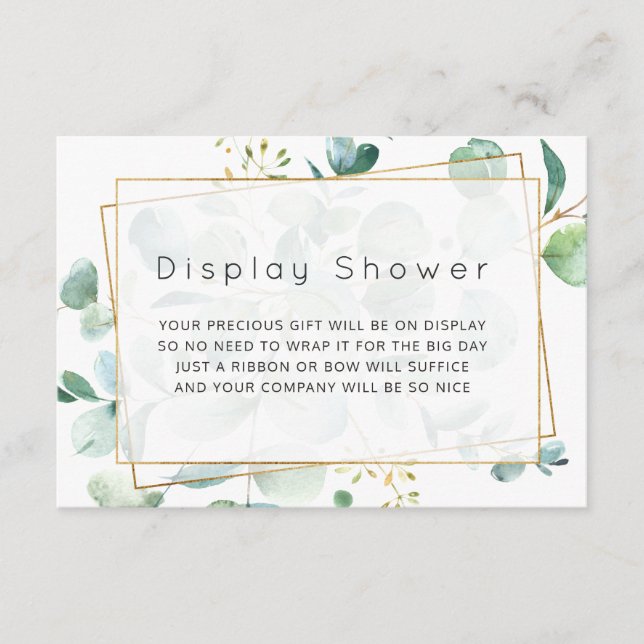 Pastel Eucalyptus Geometric Bridal Display Shower Enclosure Card (Front)