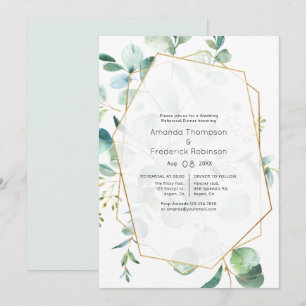 Pastel Eucalyptus Geometric Rehearsal Dinner Invitation