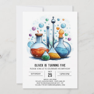 Pastel Experiment Discovery Scientist Birthday Invitation