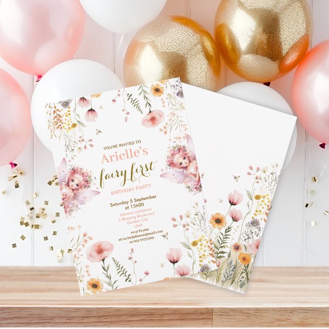 Pastel Fairy floral garden tea party birthday Invitation (Creator Uploaded)
