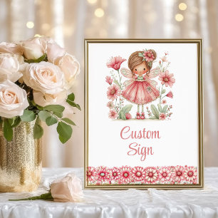 Pastel Fairy Girl Blush Floral Birthday Custom Sig Poster