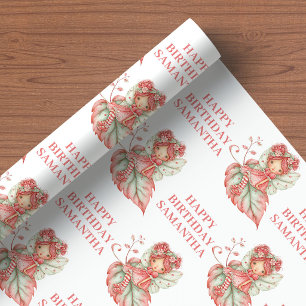 Pastel Fairy Girl Blush Floral Birthday Wrapping  Paper