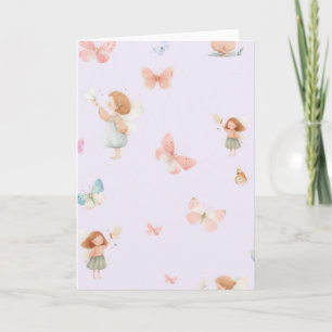 Pastel Fairy Pattern Cute Butterfly Nursery Design Card