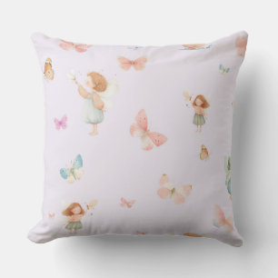 Pastel Fairy Pattern Cute Butterfly Nursery Design Cushion