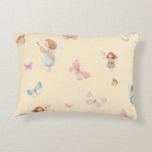 Pastel Fairy Pattern Cute Butterfly Nursery Design Decorative Cushion