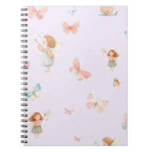 Pastel Fairy Pattern Cute Butterfly Nursery Design Notebook