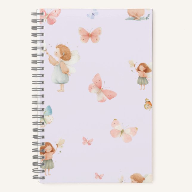 Pastel Fairy Pattern Cute Butterfly Nursery Design Notebook (Front)