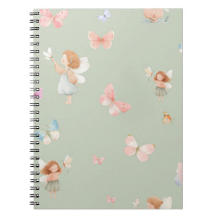 Pastel Fairy Pattern Cute Butterfly Nursery Design Notebook