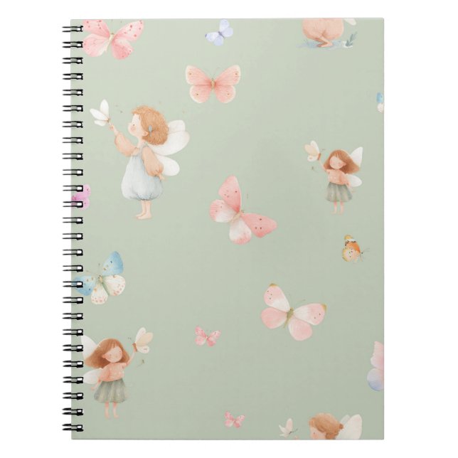 Pastel Fairy Pattern Cute Butterfly Nursery Design Notebook (Front)