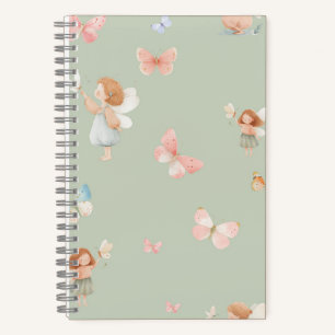 Pastel Fairy Pattern Cute Butterfly Nursery Design Notebook